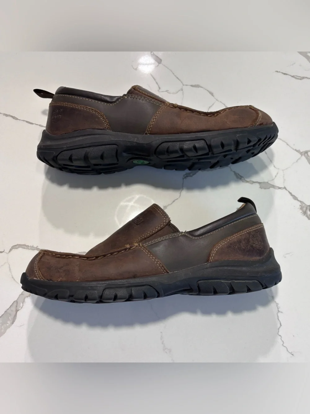 Timberland Brown Leather Big Boys Slip-On Loafers Non Marking Sole Kids Size 6